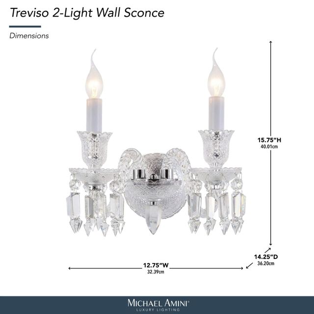 Michael Amini® Treviso Clear 2-Light Wall Sconce-2