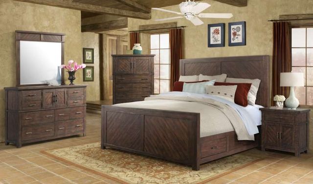 Elements International Jax 4-Piece Cherry King Storage Panel Bedroom Set-4