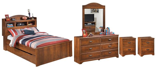 Signature Design by Ashley® Barchan 5-Piece Medium Brown Full Bookcase Bed Set-0