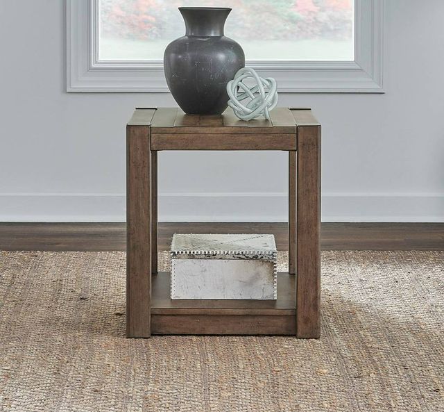 Liberty Furniture Broadmore Cobblestone Brown Square Chairside Table-1