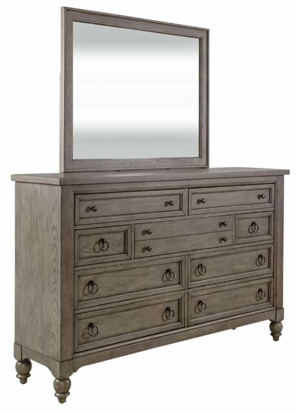 Liberty Furniture Americana Farmhouse Dusty Taupe Dresser and Mirror Set-0