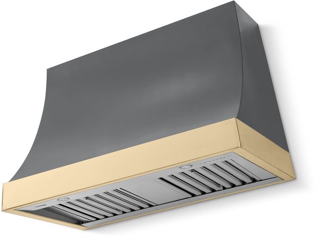 La Cornue Cornufé Marquee 44" Graphite Wall Mounted Range Hood with Polished Brass Trim-0