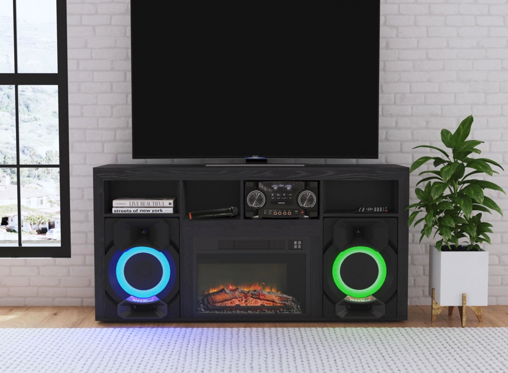 Elements International St.Cloud Black Fireplace with Sound System