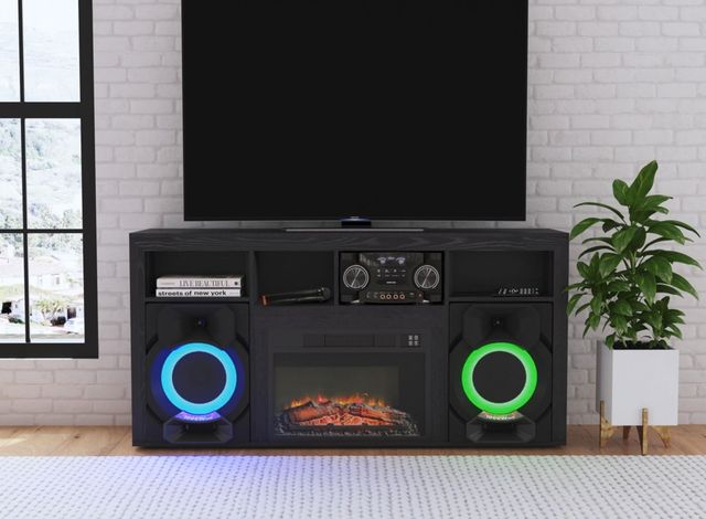 Elements International St.Cloud Black Fireplace with Sound System-2