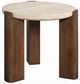 ACME Furniture Leonardo Beige End Table with Dark Oak Base-0