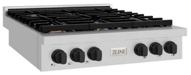 ZLINE Paramount Autograph Edition 36" Stainless Steel Gas Cooktop with Matte Black Accents-1