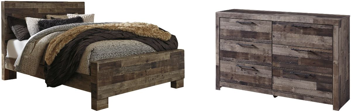 Benchcraft® Derekson 2-Piece Multi Gray Queen Panel Bed Bedroom Set ...