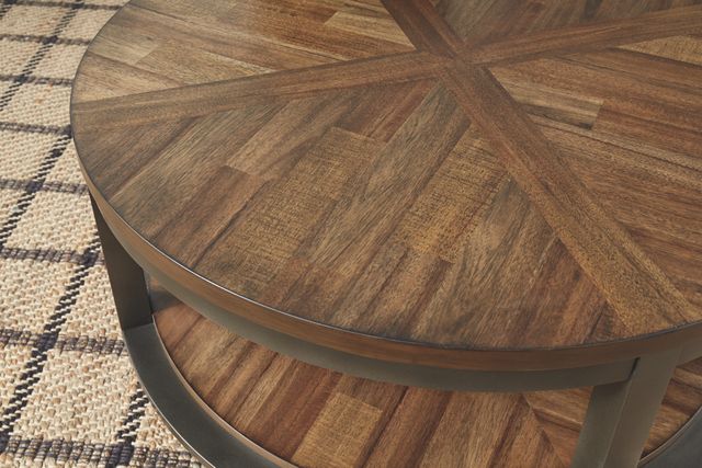 Signature Design by Ashley® Roybeck 3-Piece Light Brown/Bronze Occasional Table Set-2