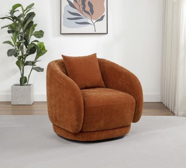Coaster® Arnaud Burnt Orange Upholstered Swivel Accent Chair-1