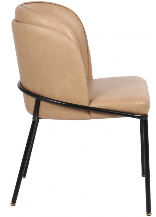Meridian Furniture Jagger Tan/Matte Black Vegan Leather Dining Side Chair-3