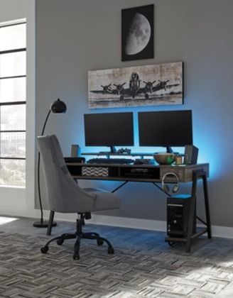 Signature Design by Ashley® Barolli 2-Piece Gunmetal Office Desk Set-3