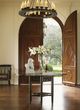 Tommy Bahama® Furniture Royal Kahala Sugar and Lace 54'' Glass Top Dining Table with Brown Base-1