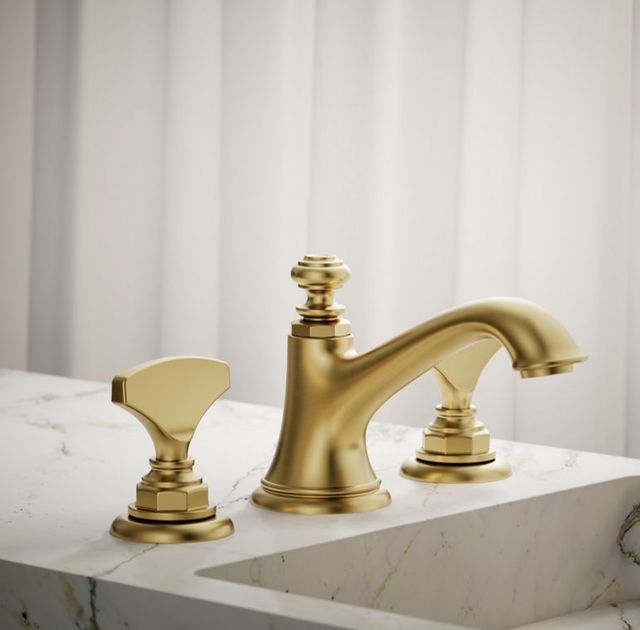 KOHLER® Artifacts® Vibrant Brushed Moderne Brass T-Handle Bathroom Sink Faucet Handles-1