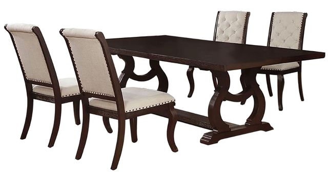 Coaster® Brockway 5-Piece Antique Java/Cream Trestle Dining Set-0