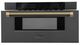 ZLINE Autograph Edition 30" 1.2 Cu. Ft. Black Stainless Steel Built-in Microwave Drawer with Champagne Bronze Helix Handle-3