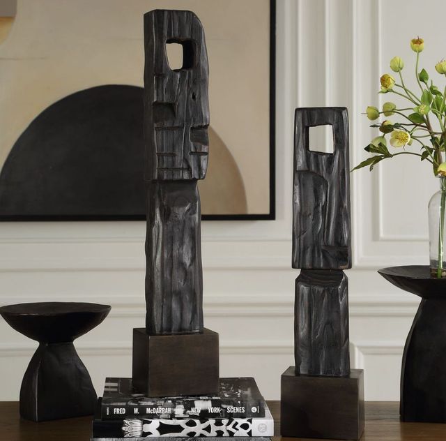 Uttermost® Cipher 2-Piece Aged Black/Brown Totem Set-1