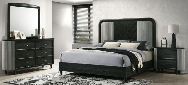 New Classic® Home Furnishings Skyline 4-Piece Onyx Western King Panel Bedroom Set-1
