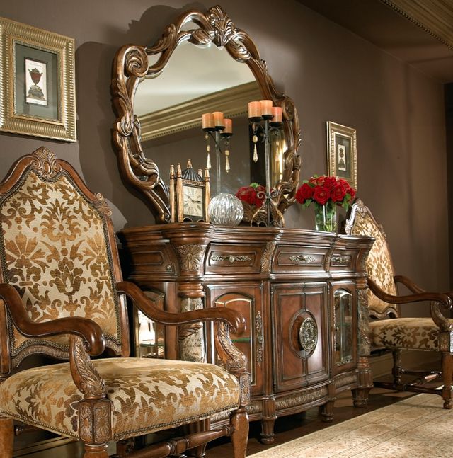 Michael Amini® Villa Valencia® Classic Chestnut Sideboard with Mirror-1