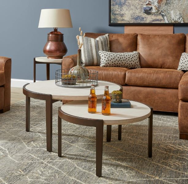 Flexsteel® Palette Beige Coffee Table with Brown Base-1