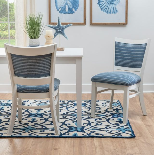 Linon Lourdes 2-Piece Blue Stripe/White Side Chair Set-1
