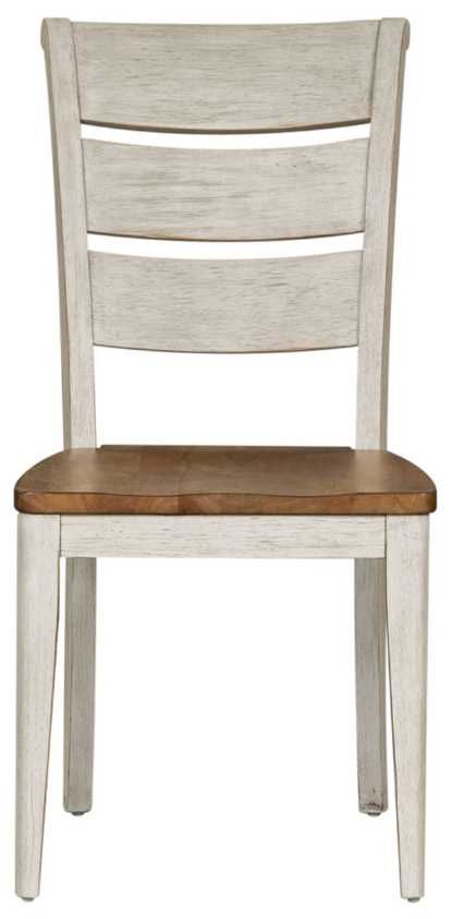 Liberty Furniture Farmhouse Reimagined Antique White/Chestnut Ladder Back Side Chair-2