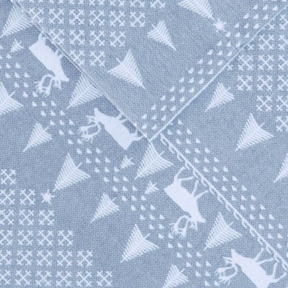 Olliix by Woolrich Flannel Blue Winter Frost Queen Cotton Sheet Set-1