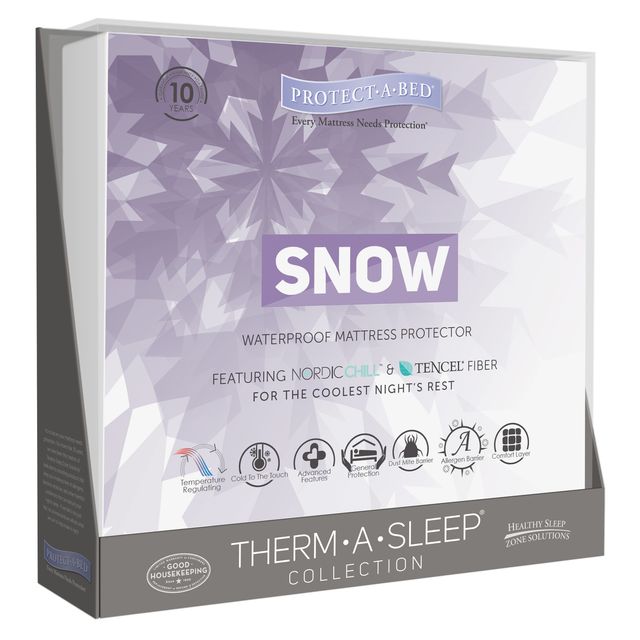 Protect-A-Bed® Therm-A-Sleep® White Snow Waterproof Full Mattress Protector-2