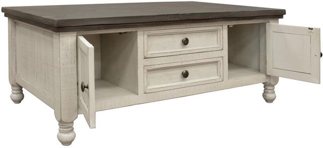 International Furniture Direct Stone Weathered Gray Top Cocktail Table with Antiqued Ivory Base-2