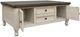 International Furniture Direct Stone Weathered Gray Top Cocktail Table with Antiqued Ivory Base-2