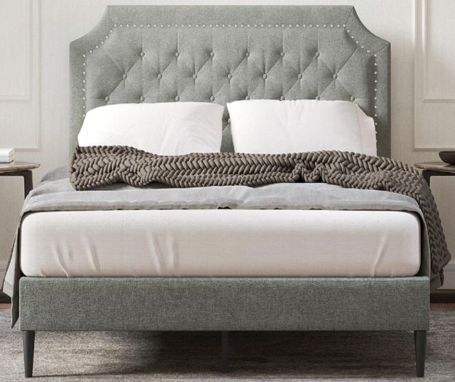 American Wholesale Furniture Hanfield Stone King Upholstered Bed-0