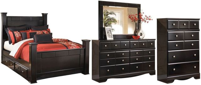 Signature Design by Ashley® Shay 4-Piece Almost Black Queen Poster Bed Set-0