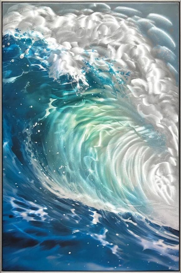 Classy Living Mesmerizing Ocean Wave Mixed Media Art Aluminum Wall Art-0