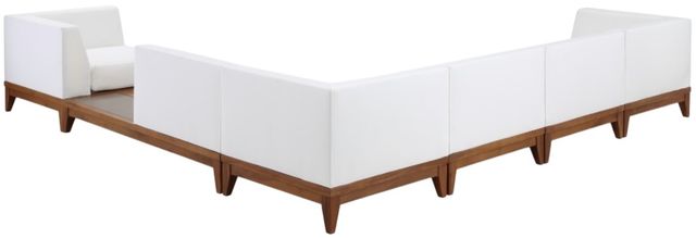 Meridian Furniture Rio 6-Piece Brown/Off White Acacia/Fabric Outdoor Patio Modular Sectional-3
