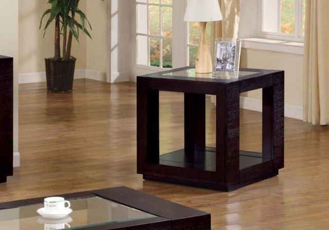 Monarch Specialties Inc. Espresso Accent Table with Glass Insert -2