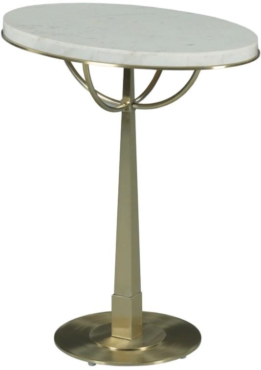 Hammary® Galerie White Marble Top Oval Spot Table with Champagne Base-0