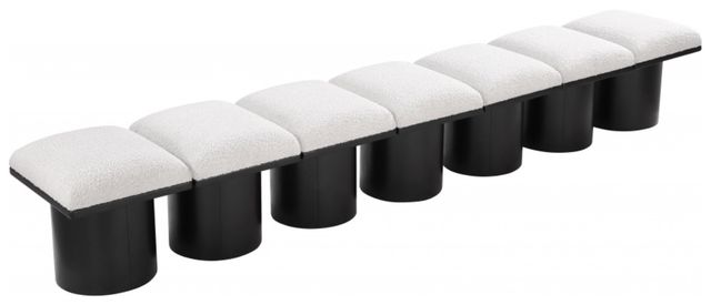 Meridian Furniture Pavilion 7-Piece Cream/Black 126" Modular Bench Set-2