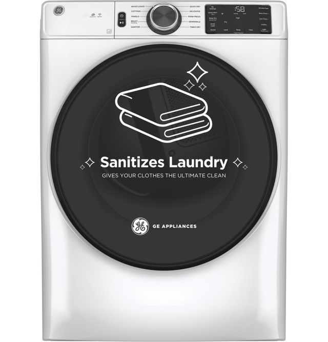 GE® 7.8 Cu. Ft. White Smart Front Load Electric Dryer with Sanitize Cycle-4
