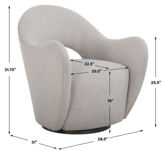 Uttermost® Wander Gray Swivel Chair-2