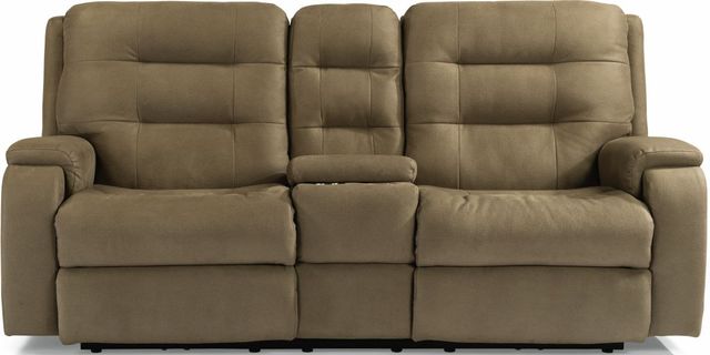 Flexsteel® Arlo Fossil Power Reclining Loveseat with Console-1