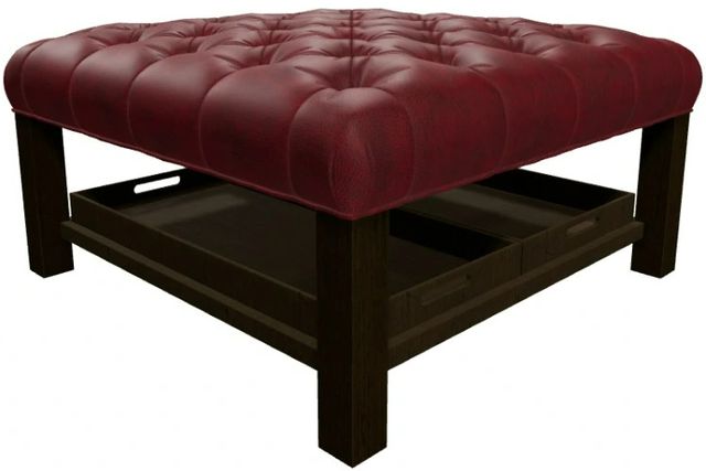 Craftmaster® Customizable CM Leather Tufted Cocktail Ottoman-3