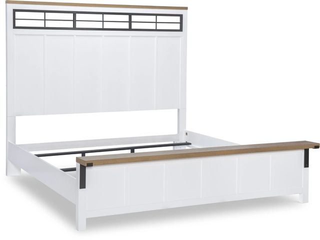 Legacy Classic Franklin Natural White King Window Panel Bed with Footboard Bench-3