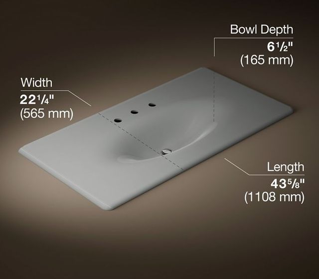 Kohler Iron/Impressions® Basalt 43" Enameled Cast Iron Vanity Top with Integrated Oval Sink-2
