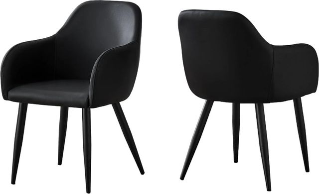 Monarch Specialties Inc. 2-Piece Black Arm Chair Set with Black Metal Legs-1