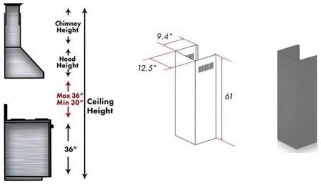ZLINE 61" Gray Wall Hood Extension-1