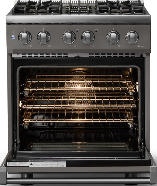 Viking® 5 Series 30" Damascus Gray Pro Style Dual Fuel (NG) Range with Polished Chrome Trim-1