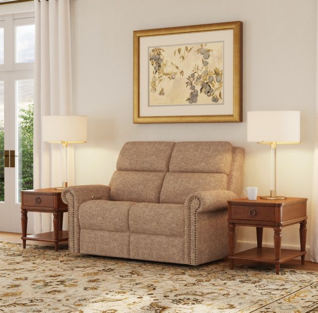 Flexsteel® Customizable Bernard Fabric Power Reclining Loveseat with Headrest and Lumbar-1