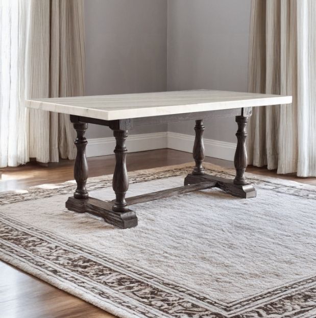 ACME Furniture Gerardo White Marble Top Dining Table with Weathered Espresso Base-3