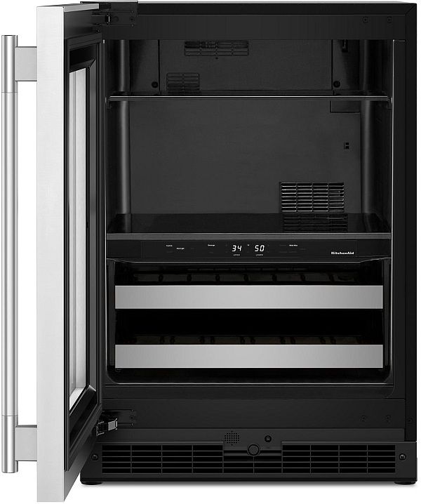 KitchenAid® 24" 4.8 Cu. Ft. Black and Stainless Steel Undercounter Beverage Centre-1