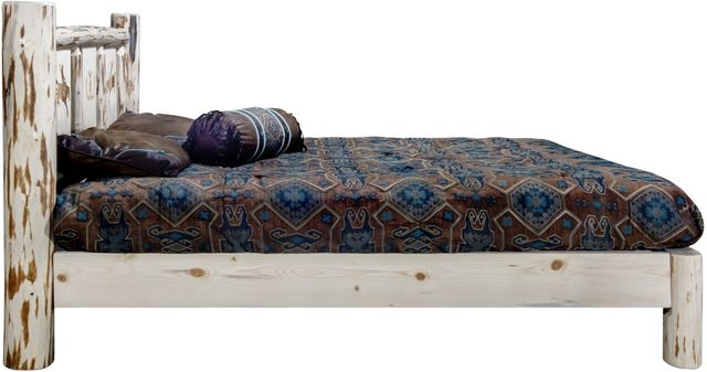 Montana Woodworks® Montana Collection Clear Lacquer Queen Platform Bed with Laser Engraved Bronc Design-1
