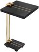 A & B Home Black Marble C-Shaped Side Table with Gold Frame -0